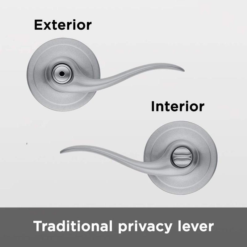 Kwikset Tustin Interior Privacy Door Handle with Lock  Door Lever For Bathroom and Bedroom  Satin Chrome Reversible Keyless Turn Lock - Image 2